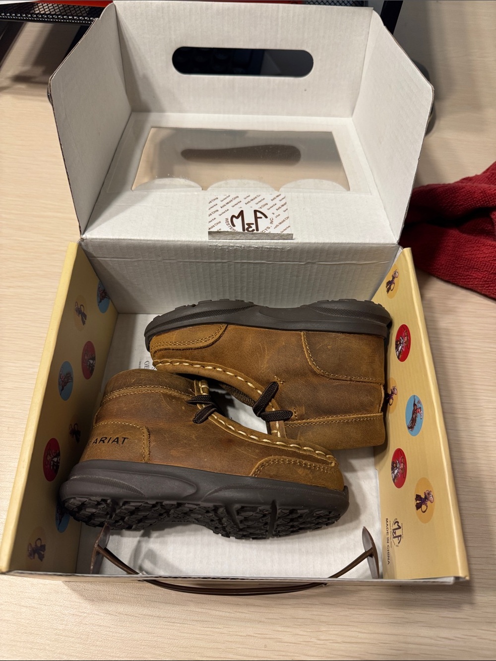 Ariat Infant Tan Brown Leather Moc-Toe Chukka Boots